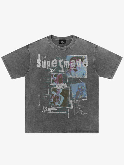 Washed Vintage Collage Graphic T-Shirt 