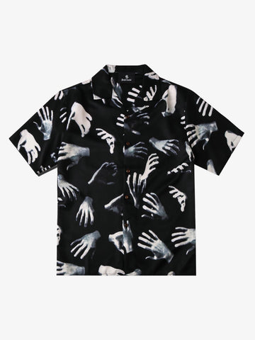 Gothic Ghost Hands Camp Collar Boxy Shirt 