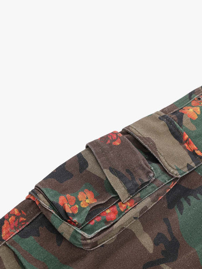 Vintage Floral Camo Multi-Pocket Cargo Shorts 