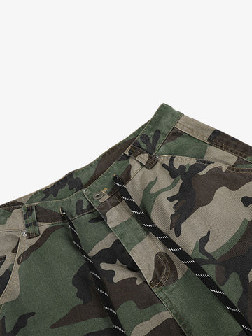Camo Leopard Patchwork Cargo Pants