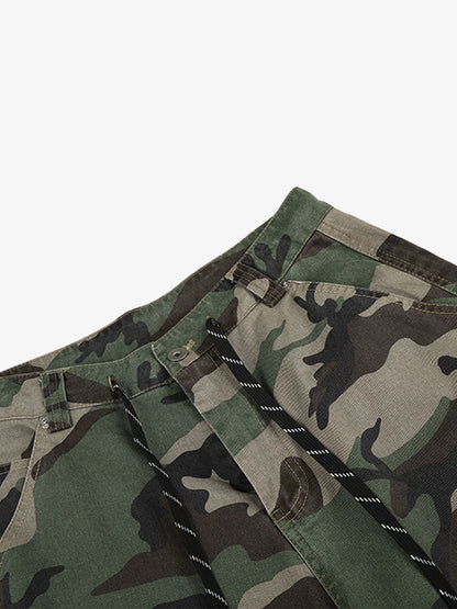 Camo Leopard Patchwork Cargo Pants