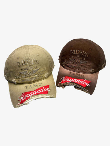 Distressed Baseball Cap with Frayed Brim