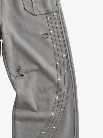Asymmetrical Logo Embroidered Pants
