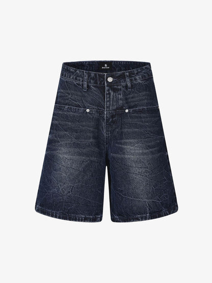 Wide Leg Washed Denim Shorts