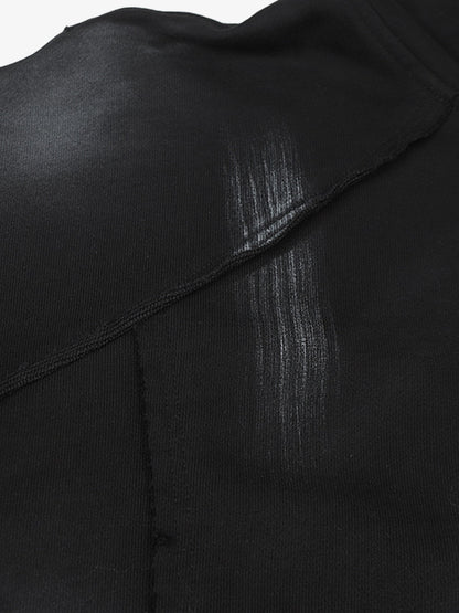 Hip-Hop Wasteland Ink-Dyed Raw Edge Hoodie 