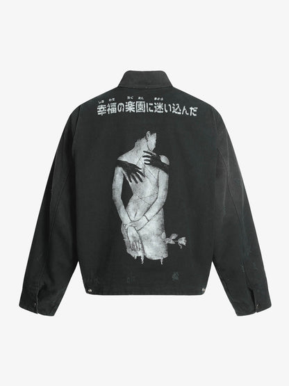 Vintage Washed Character Graphic Jacket 