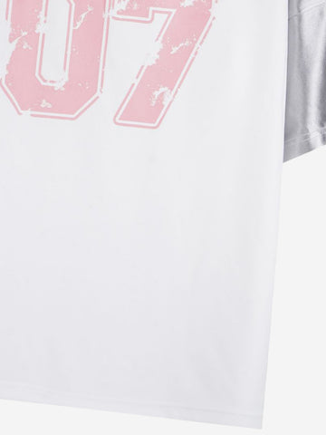 Graphic Number 07 Spliced Raglan T-Shirt