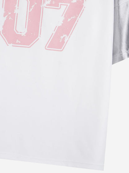 Graphic Number 07 Spliced Raglan T-Shirt