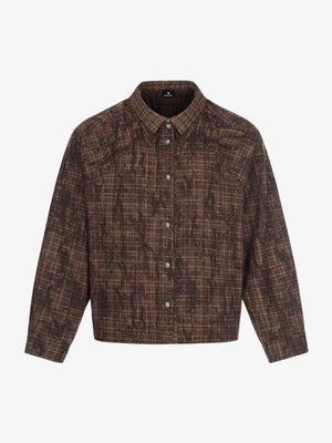 Vintage Washed Plaid Cropped Shirt Jacket 