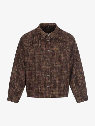 Vintage Washed Plaid Cropped Shirt Jacket 