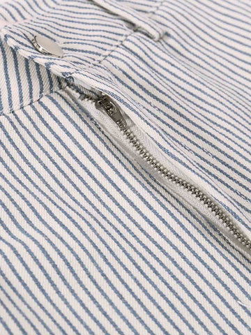 Pleated Pinstripe Wide-Leg Shorts