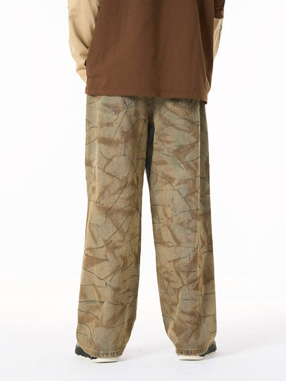 Vintage Washed Distressed Copper-Dyed Jeans 