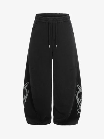 Thorns Graphic Distressed Washed Baggy Barrel Sweatpants