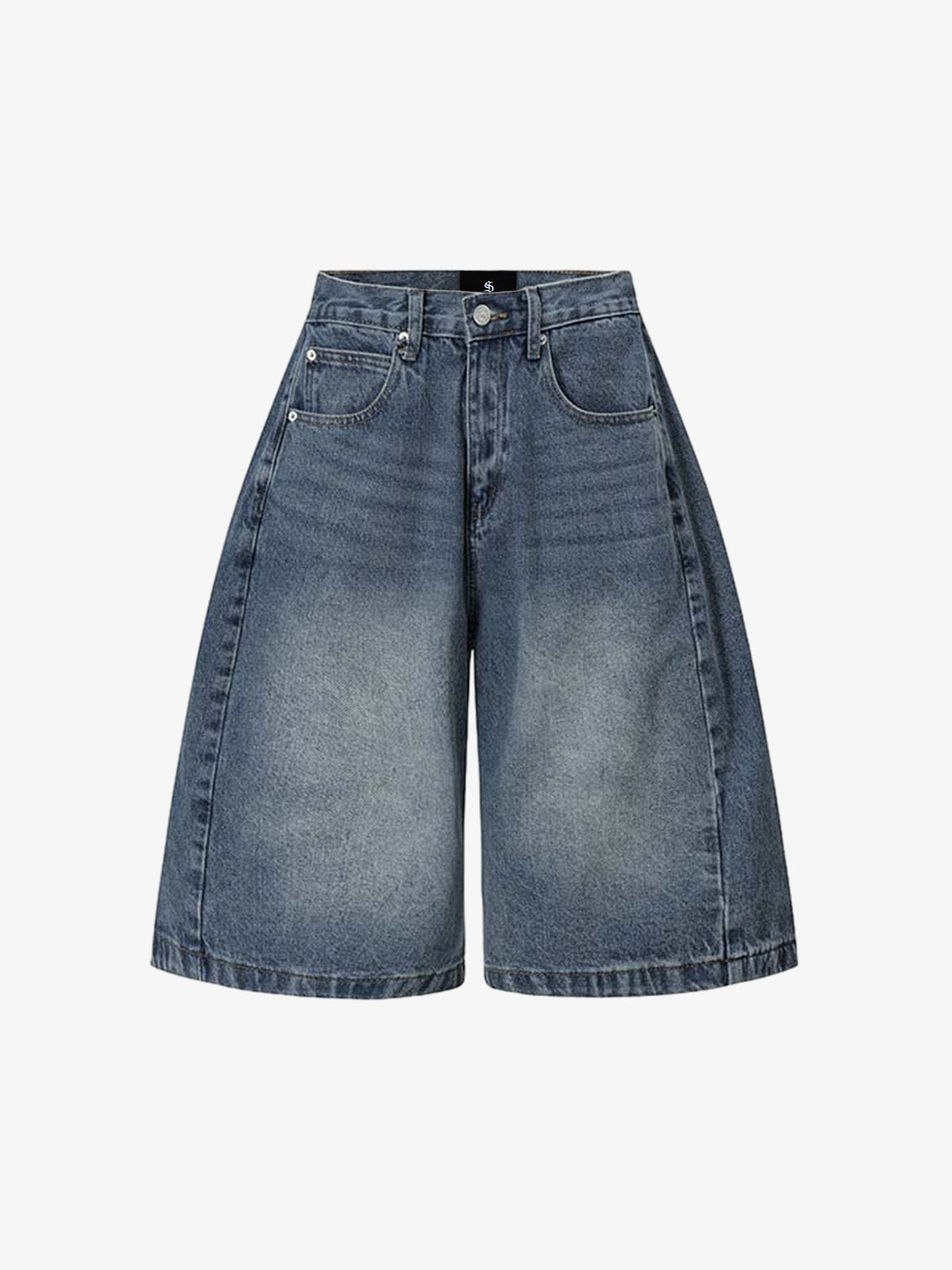 Washed Denim Wide Leg Jorts 