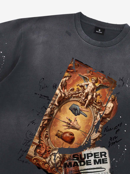 Vintage Baroque Angel Collage Graphic T-Shirt 