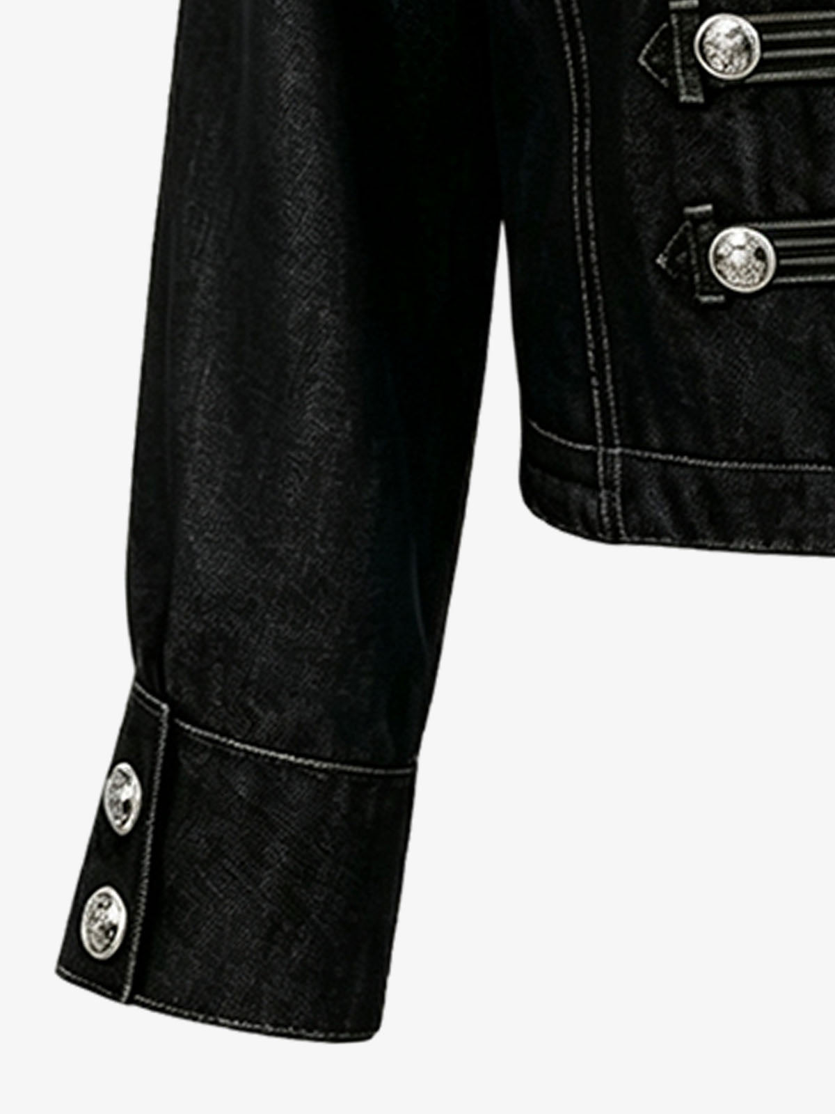 Vintage Silver Button Military Denim Jacket