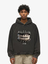 Dark Monster Teeth Graphic Cropped Hoodie 