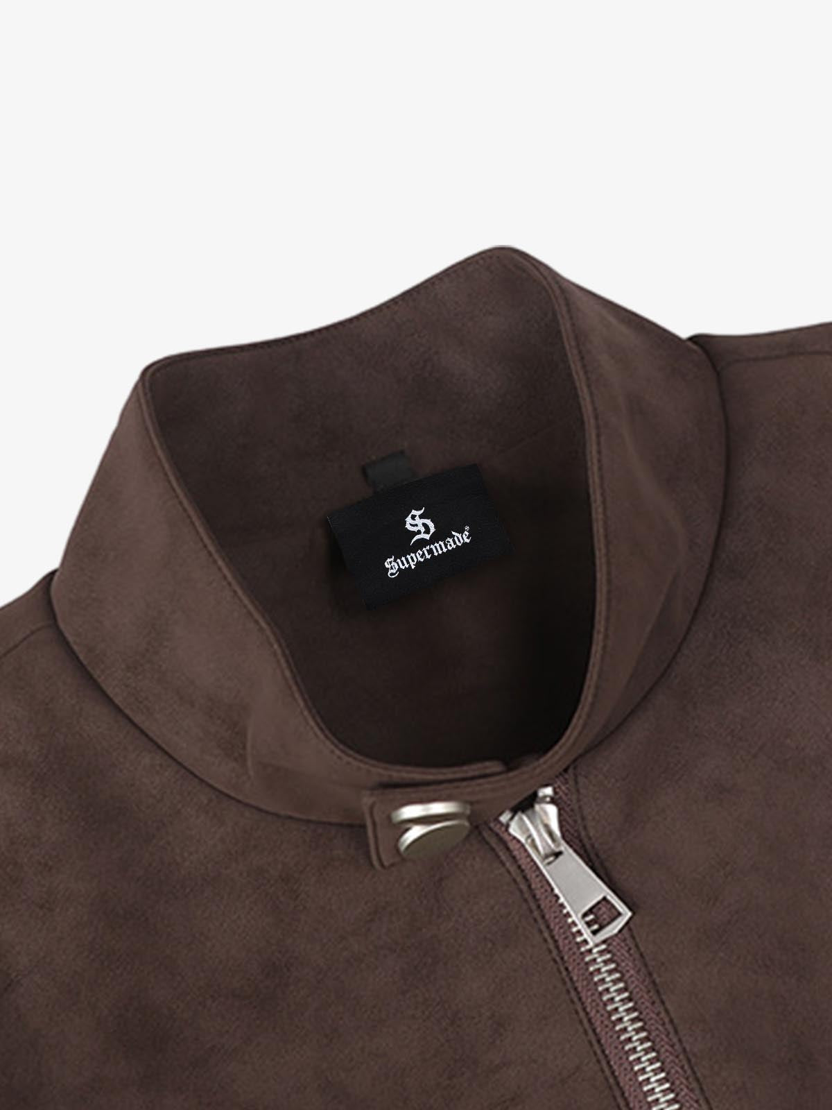 Suede Studded Zip Up Jacket 