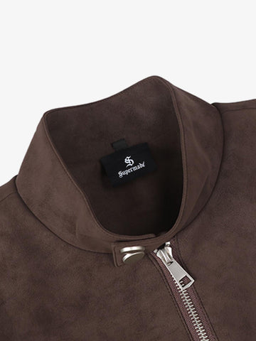 Suede Studded Zip Up Jacket 