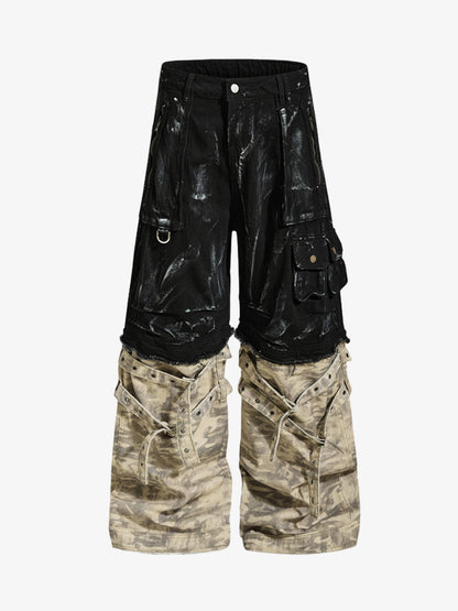 Deconstructed Layered Patchwork Cargo Pants