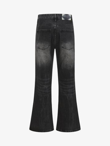 Retro Washed Faded Flared Jeans 
