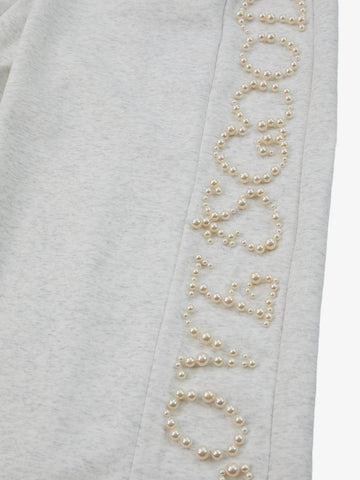 Pearl Embellished Wide-Leg Sweatpants 