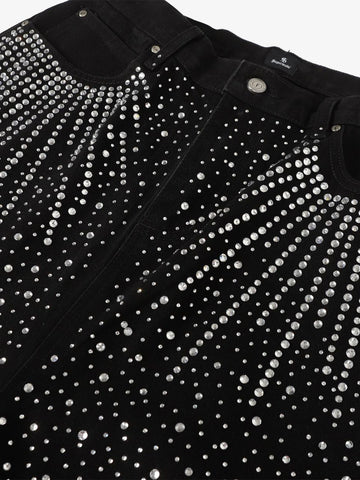 Stylish Wide-Leg Pants with Sparkling Studs for Women 