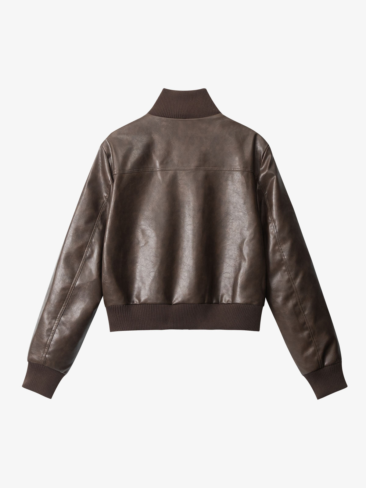 Thesupermade Faux Leather Cropped Fit Bomber Jacket