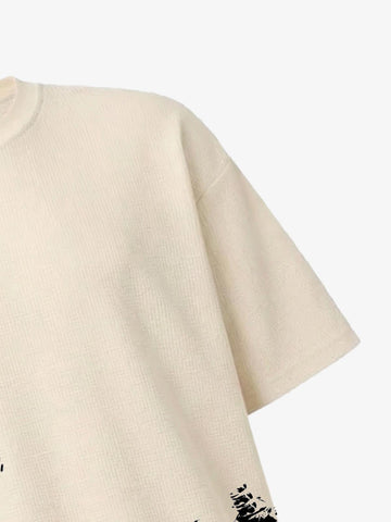 Asymmetric Skeleton Graphic Waffle T-Shirt 