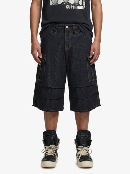 Vintage Contrast Stitch Cargo Shorts 