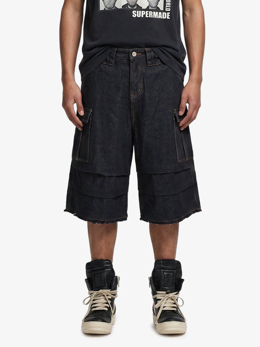 Vintage Contrast Stitch Cargo Shorts