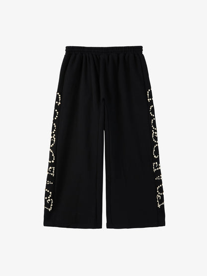Pearl Embellished Wide-Leg Sweatpants 