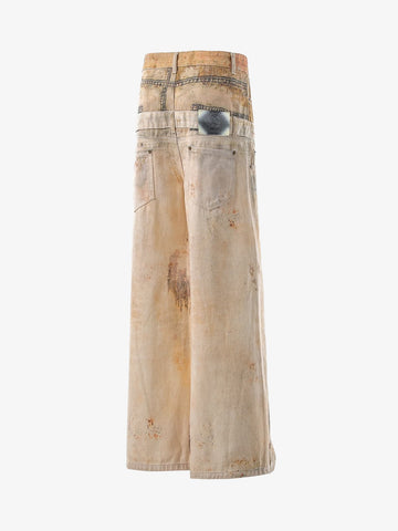 Vintage High Street Mud-Dyed Distressed Baggy Jeans 