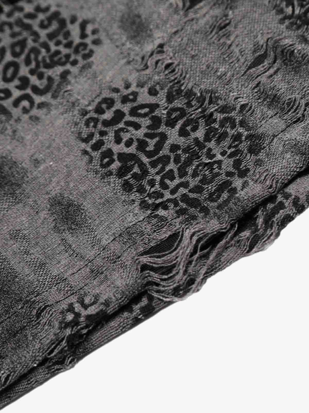 Glossy Cross Leopard Slim Fit Distressed T-Shirt 