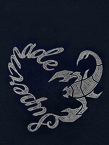 Zip-Up Hoodie with Star Logo & Rhinestone Detail