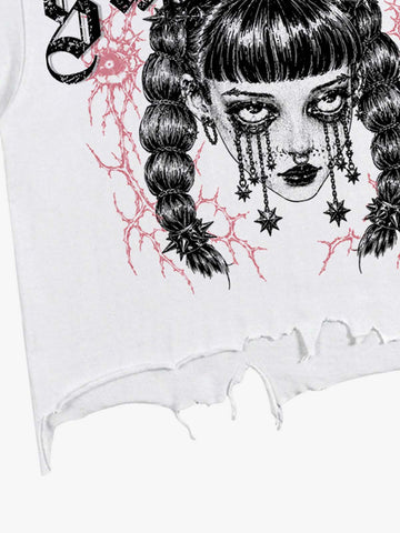 Raw Hem Cotton Crop Tee