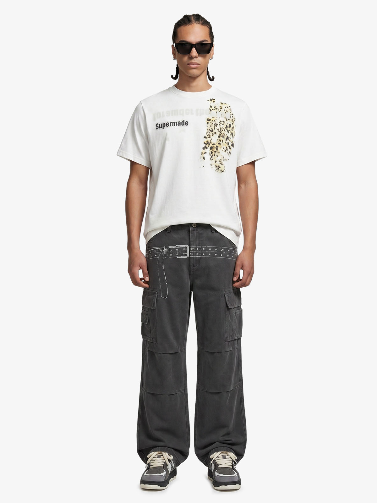 Vintage Belt Print Cargo Pants 