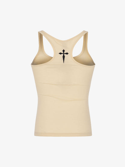 Graphic Text Racerback Slim Fit Tank Top 