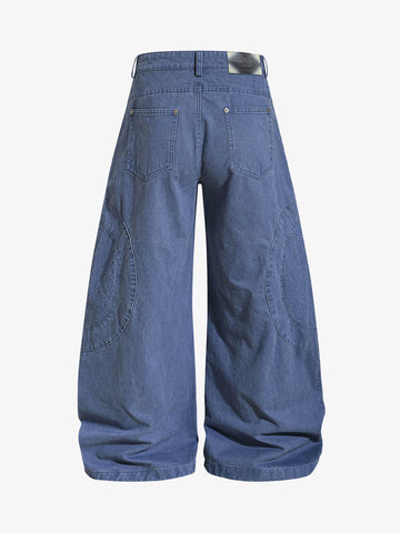 Embroidered Star Curved Seam Pants