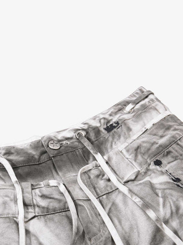 Distressed Wide-Leg Trousers – Heavyweight Cotton Canvas Paint Splatter Pants