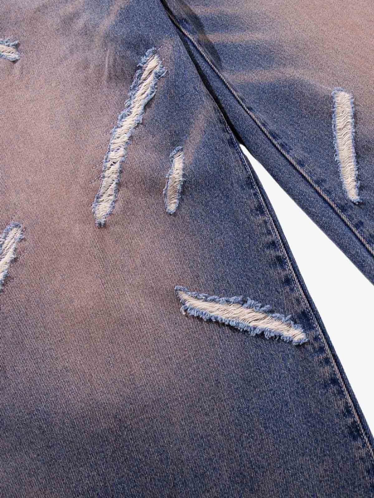 Slash Distressed Washed Denim Jeans 