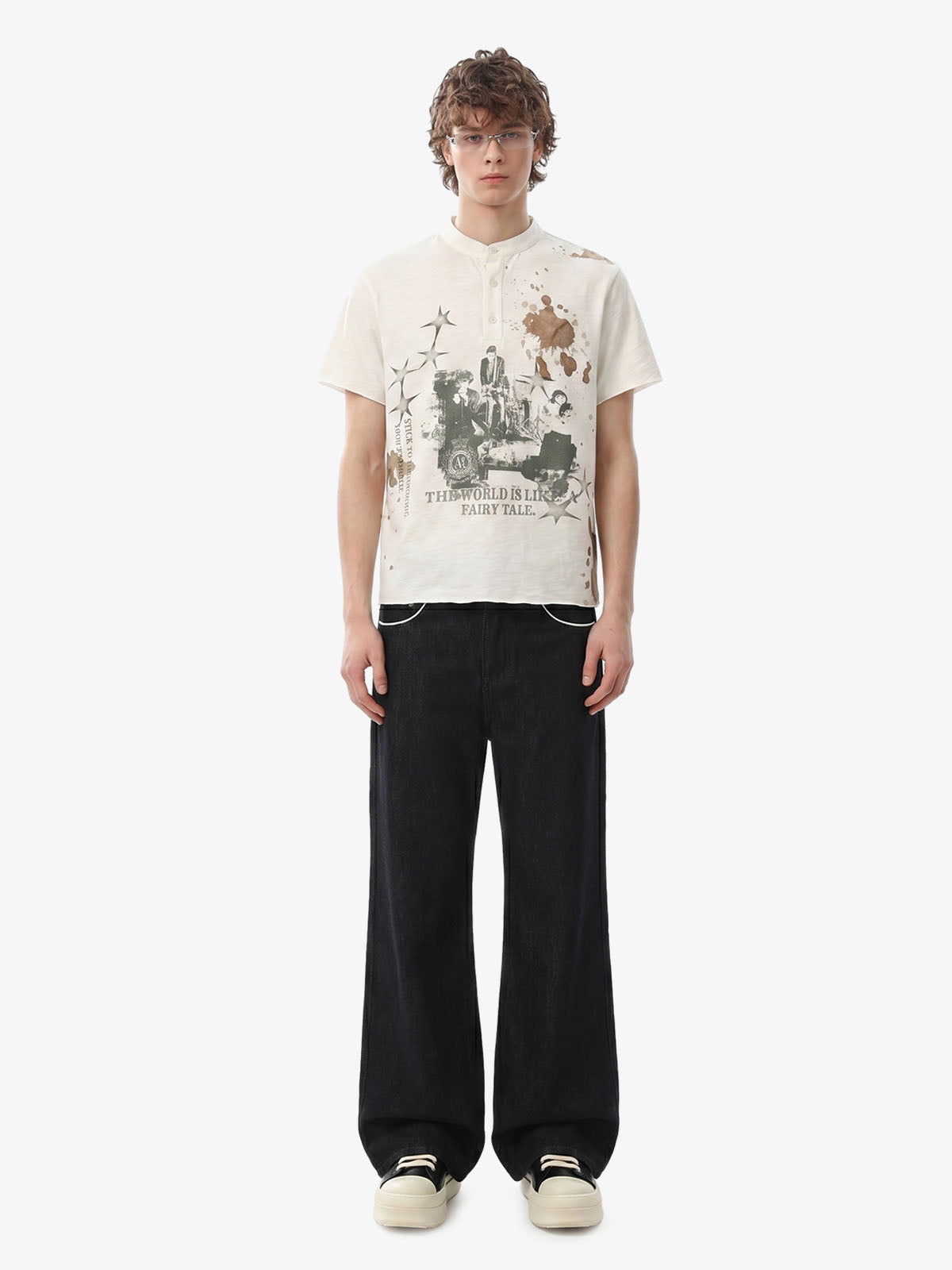 Vintage Contrast Trim Dark Wash Jeans