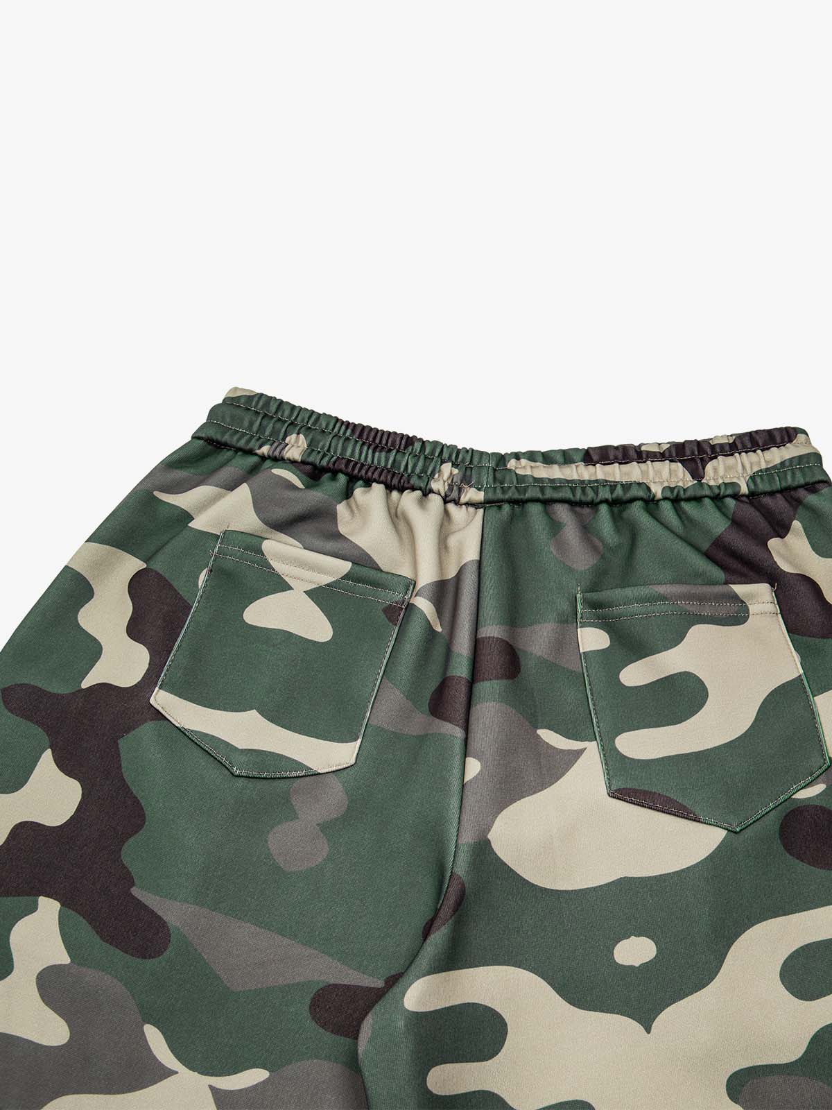 Music Note Graphic Camo Patchwork Baggy Sweatpants