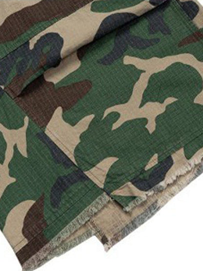 Vintage Camo Frayed Hem Cargo Shorts