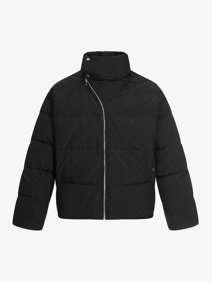 Vintage Asymmetric Zip High-Neck Puffer Jacket 