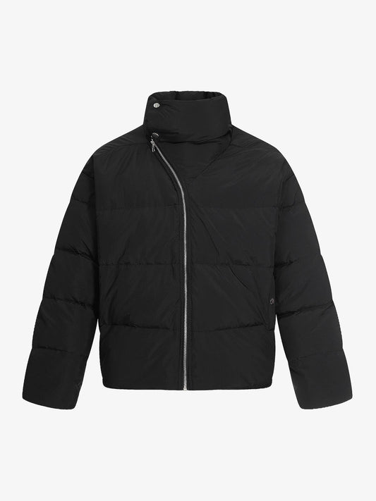 Vintage Asymmetric Zip High-Neck Puffer Jacket 