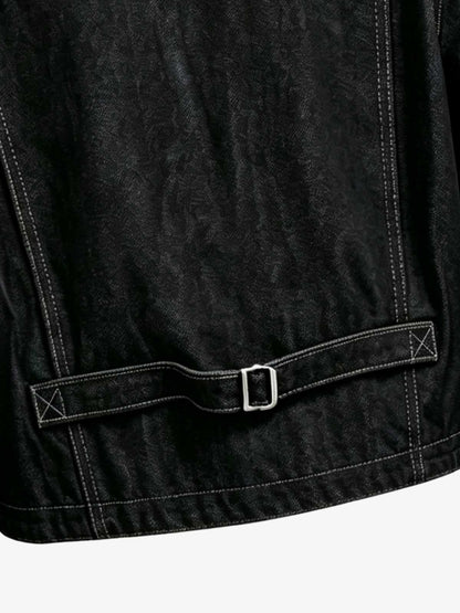 Vintage Silver Button Military Denim Jacket