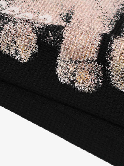 Cat Print Long-Sleeved T-Shirt 