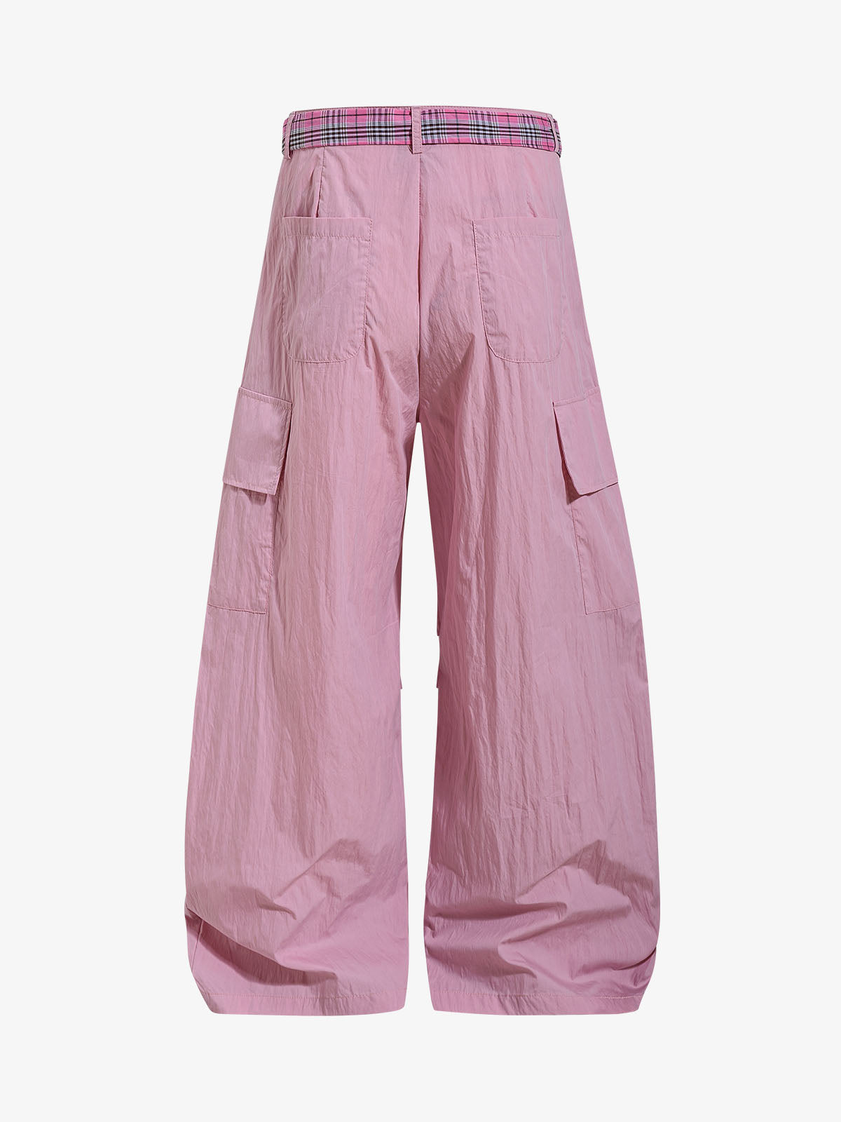 Plaid Straps Badge Cargo Pants
