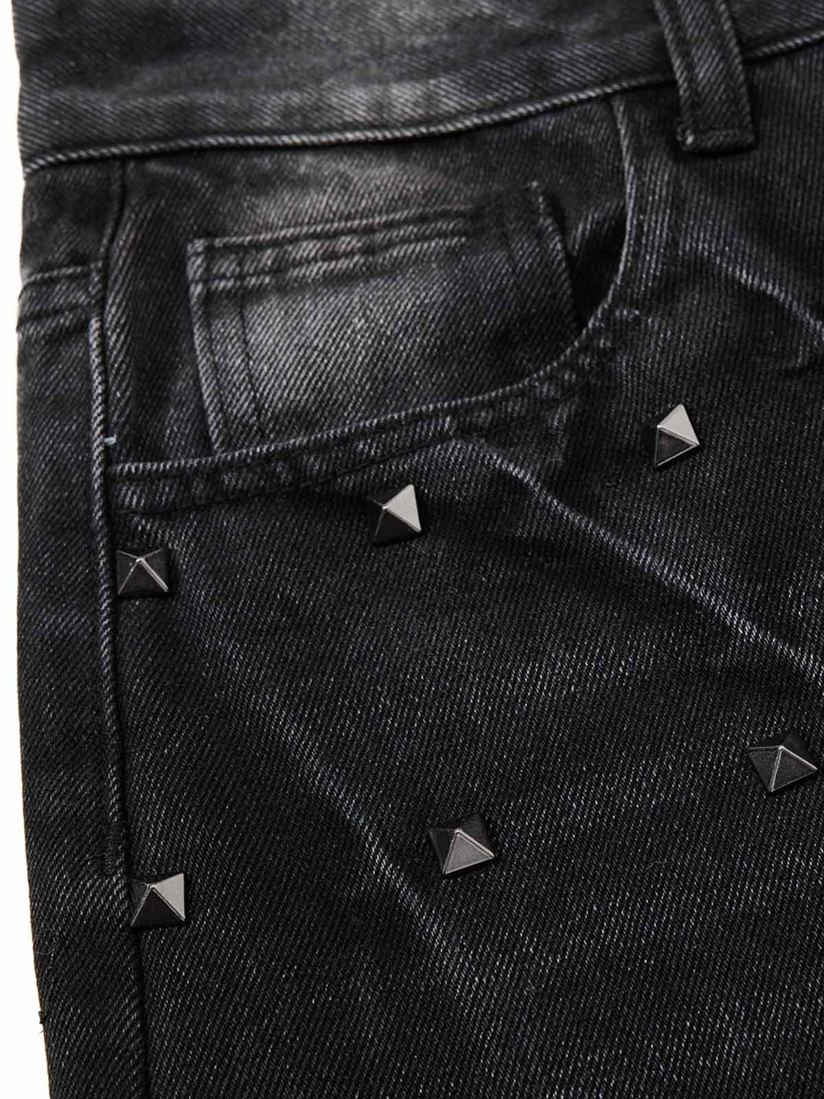 Black Washed Wide-Leg Cropped Denim Pants – High-Waisted Distressed Fit